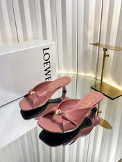 LOEWE 26S HEELED SANDALS 45 MM IN DUSTY PINK CALFSKIN