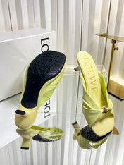 LOEWE 26S HEELED SANDALS 45 MM IN LIGHT YELLOW CALFSKIN