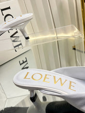 LOEWE 26S HEELED SANDALS 45 MM IN WHITE CALFSKIN