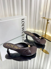 LOEWE 26S HEELED SANDALS 45 MM IN DARK BROWN CALFSKIN