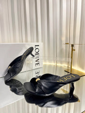 LOEWE 26S HEELED SANDALS 45 MM IN BLACK CALFSKIN