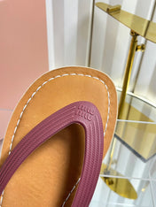 MIUMIU 26S THONG FLAT SANDALS IN BURGUNDY RED CALFSKIN
