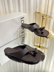 LOEWE 26S THONG SANDALS IN DARK BROWN CALFSKIN