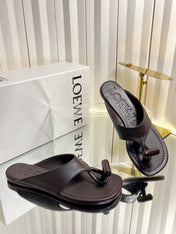 LOEWE 26S THONG SANDALS IN DARK BROWN CALFSKIN