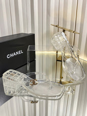 CHANEL 26S THONG SANDALS IN TRANSPARENT WHITE PVC