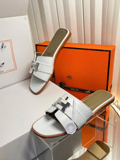 HM 26S ORAN SANDALS IN WHITE CALFSKIN SILVER HARDWARE
