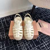 ROMAN THICK-SOLED SANDALS WHITE CREAM CALFSKIN