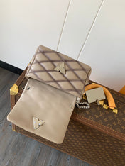 LV 25S GO-14 MM 23 IN BROWN QUILTED LAMBSKIN SILVER HARDWRE