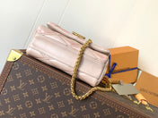 LV 25S GO-14 MM 23 IN LIGHT PINK QUILTED LAMBSKIN GOLD HARDWARE