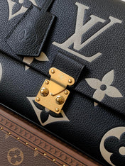 MADELEINE 30 IN BLACK MIX WHITE MONOGRAM CALFSKIN EMBOSSED LOGO