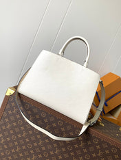 MARELLE TOTE BB BAG 30 IN WHITE EPI GRAIN COWHIDE LEATHER