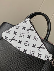 MARELLE TOTE BB BAG 30 IN BLACK EPI GRAIN COWHIDE LEATHER