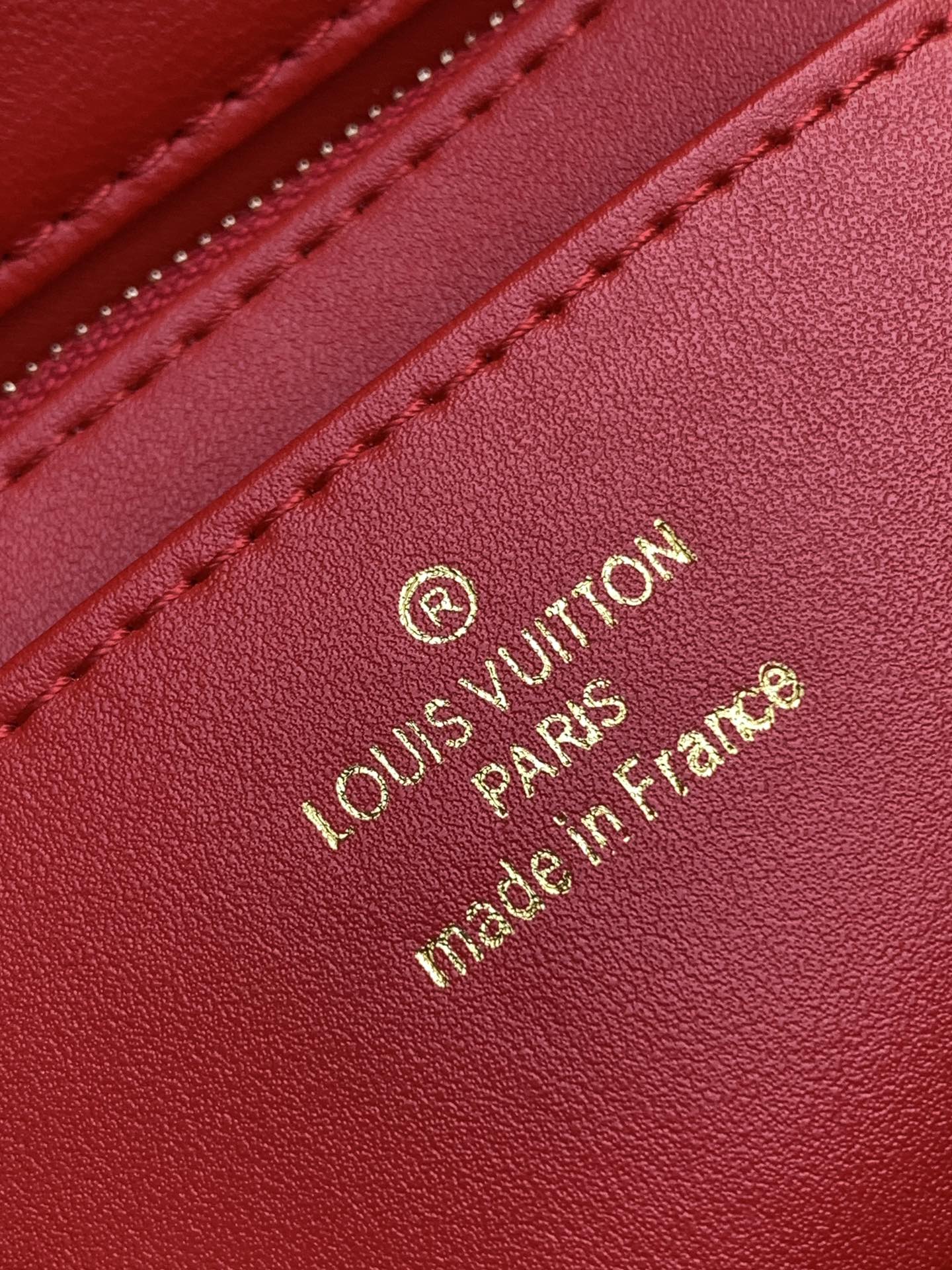 LV 25S GO-14 MM 23 IN CRIMSON RED QUILTED LAMBSKIN GOLD HARDWARE