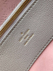 LV 25S BELLA TOTE BAG 32 IN PINK GREY PERFORATED MAHINA CALFSKIN