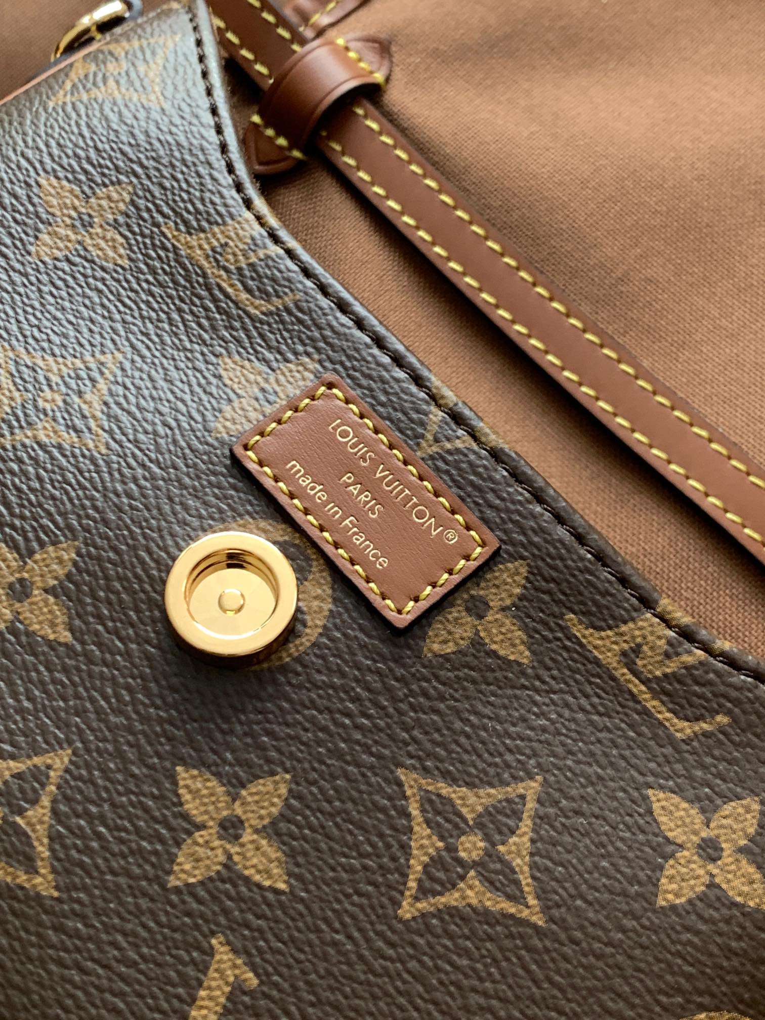 LV 25S DUO BB BAG 19 IN BROWN MONOGRAM COATED CANVAS AND CALFSKIN