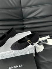 MARY JANE SHOES BLACK CORDUROY TWILL FABRIC