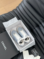 CC SNEAKER IN LIGHT BLUE MIX WHITE EMBROIDERED LAMBSKIN