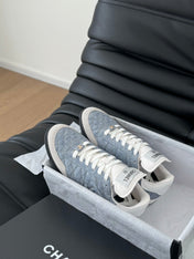 CC SNEAKER IN LIGHT BLUE MIX WHITE EMBROIDERED LAMBSKIN