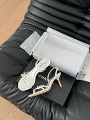 PEARL SANDAL IN WHITE LAMBSKIN 75 MM