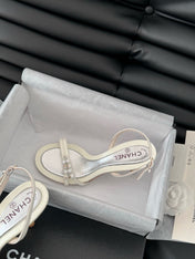 PEARL SANDAL IN WHITE LAMBSKIN 75 MM