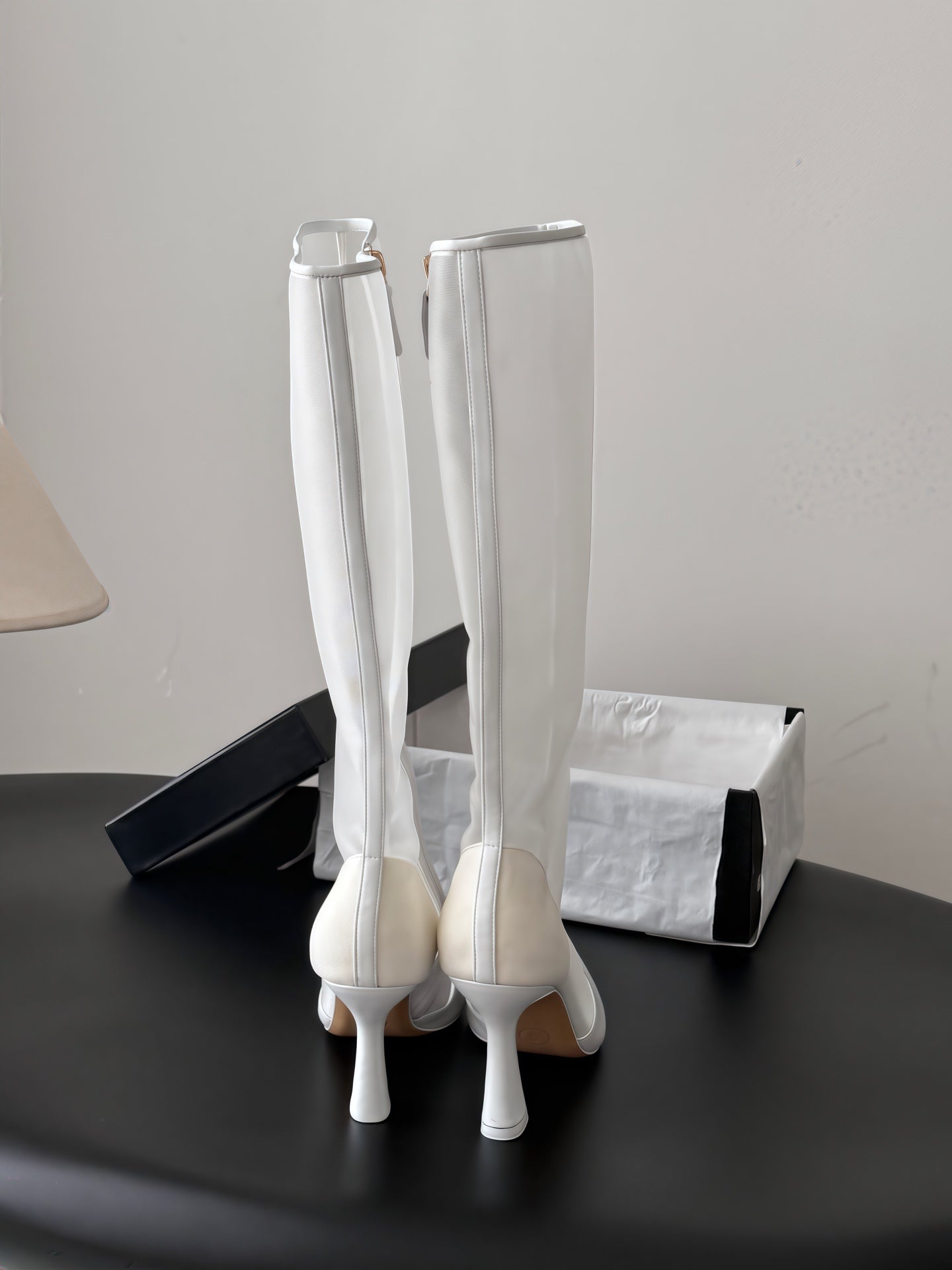 CHANEL 26S THIGH HIGH BOOTS IN WHITE MESH