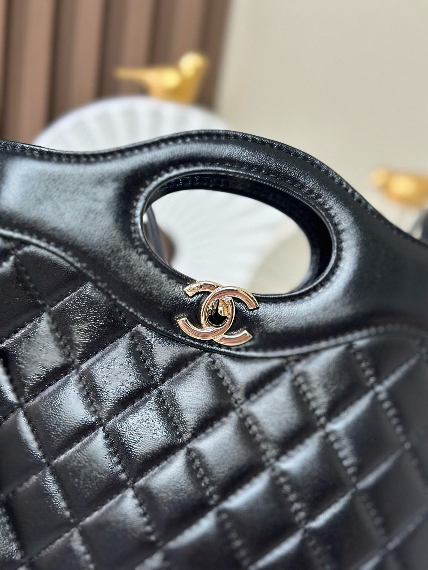 CHANEL 26S MINI SHOPPING BAG 24 IN BLACK LAMBSKIN