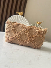 CHANEL 25S FLAP BAG 27 IN BEIGE FABRIC