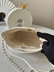 CHANEL 26S MINI SHOPPING BAG 24 IN WHITE LAMBSKIN
