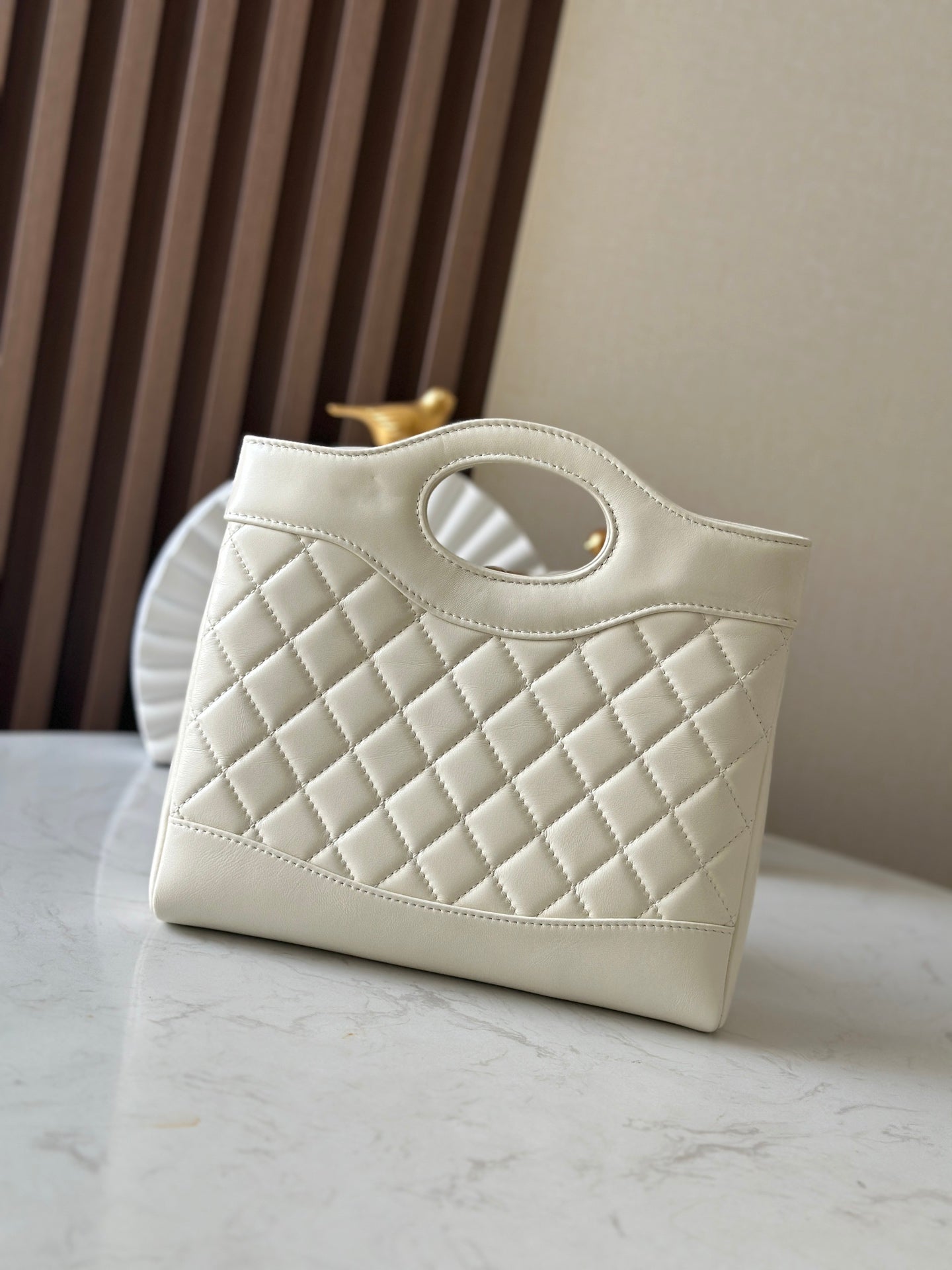 CHANEL 26S MINI SHOPPING BAG 24 IN WHITE LAMBSKIN