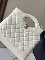 CHANEL 26S MINI SHOPPING BAG 24 IN WHITE LAMBSKIN