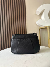 CHANEL 25S SHOULDER BAG 34 IN BLACK CALFSKIN
