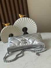 CHANEL 26S HOBO BAG 26 IN SILVER LAMBSKIN