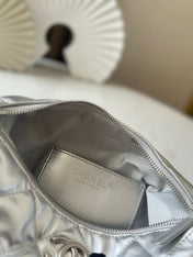 CHANEL 26S HOBO BAG 26 IN SILVER LAMBSKIN