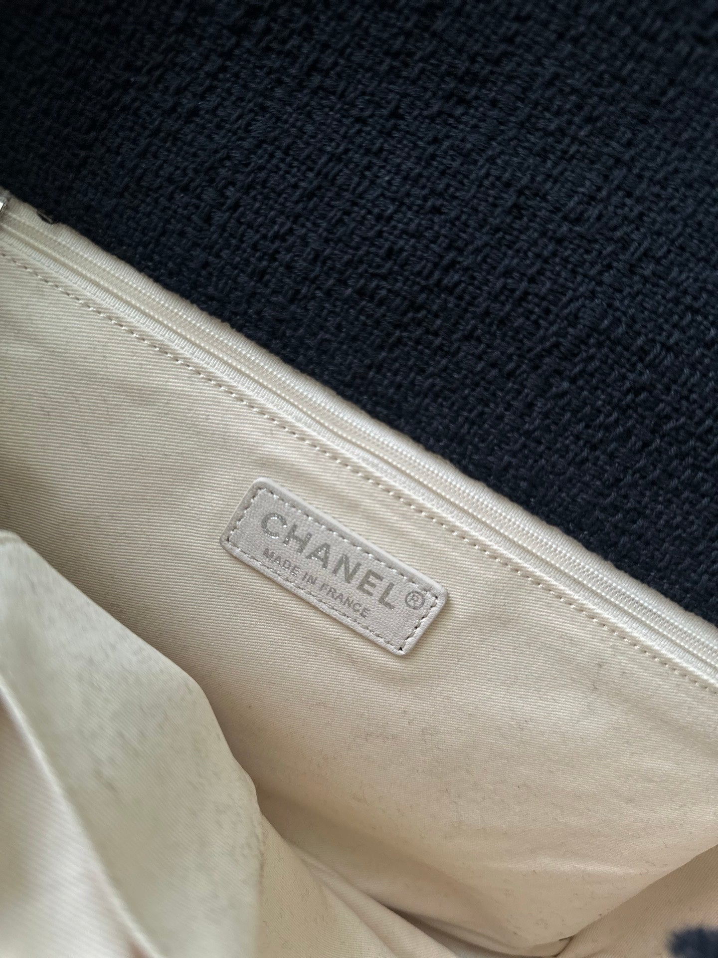 CHANEL 26S FLAP BAG 38 IN BLACK TWEED