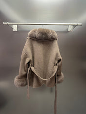 MAXMARA 26S FUR-TRIMMED WOOL JACKET 248