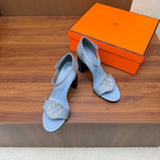 HM 26S MARQUISE SANDAL 85MM IN LIGHT BLUE CALFSKIN