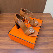 HM 26S MARQUISE SANDAL 85MM IN CARAMEL BROWN CALFSKIN