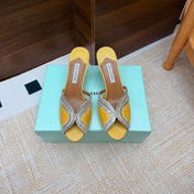 AQUAZZURA 26S HEELED SANDALS 75 MM IN YELLOW RAFFIA TEXTURE
