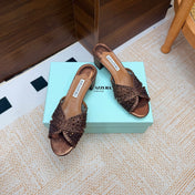 AQUAZZURA 26S CELESTE SANDALS 55 MM IN BRONZE MESH & LEATHER