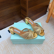 AQUAZZURA 26S CELESTE SANDALS 55 MM IN GOLD MESH & LEATHER