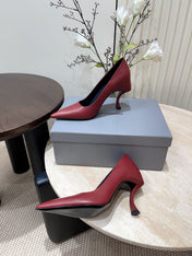 CURVED HEEL SHALLOW MOUTH PUMPS IN CADILLAC CALFSKIN