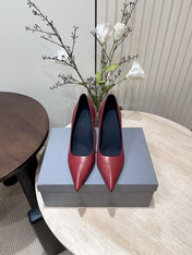 CURVED HEEL SHALLOW MOUTH PUMPS IN CADILLAC CALFSKIN