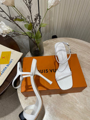 6AM HIGH SANDAL 95 MM IN WHITE PATENT LAMBSKIN