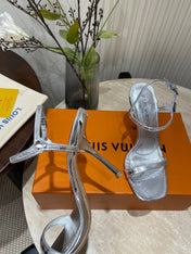 6AM HIGH SANDAL 95 MM IN SILVER LAMBSKIN
