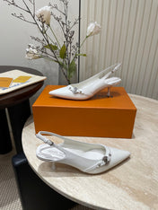 HIGH SLINGBACKS 5 CM IN WHITE CALFSKIN