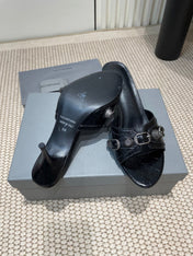 CAGOLE HIGH MULES IN BLACK OIL-WAX SHEEPSKIN