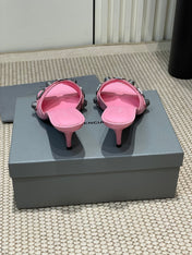 CAGOLE HIGH MULES IN SHOCKING PINK OIL-WAX SHEEPSKIN