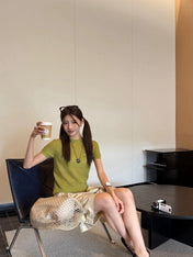 MIUMIU SHORT-SLEEVE KNIT TOP STYLE 409