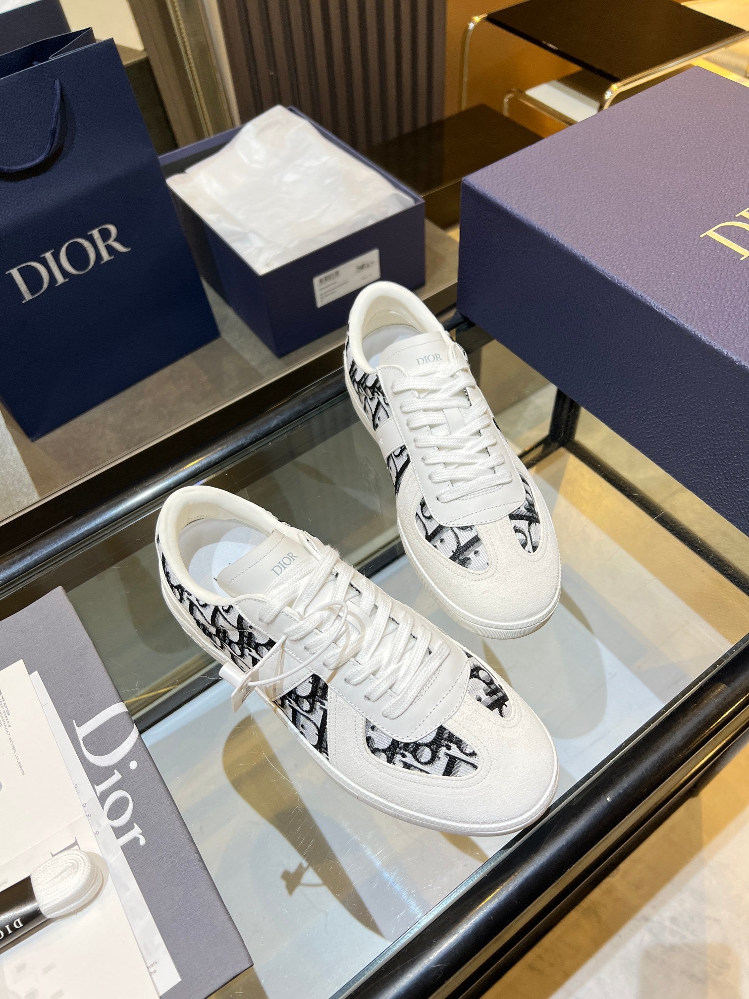 DIOR 26S B01 MATCHPOINT SNEAKER IN BLACK & WHITE OBLIQUE JACQUARD CANVAS AND SUEDE