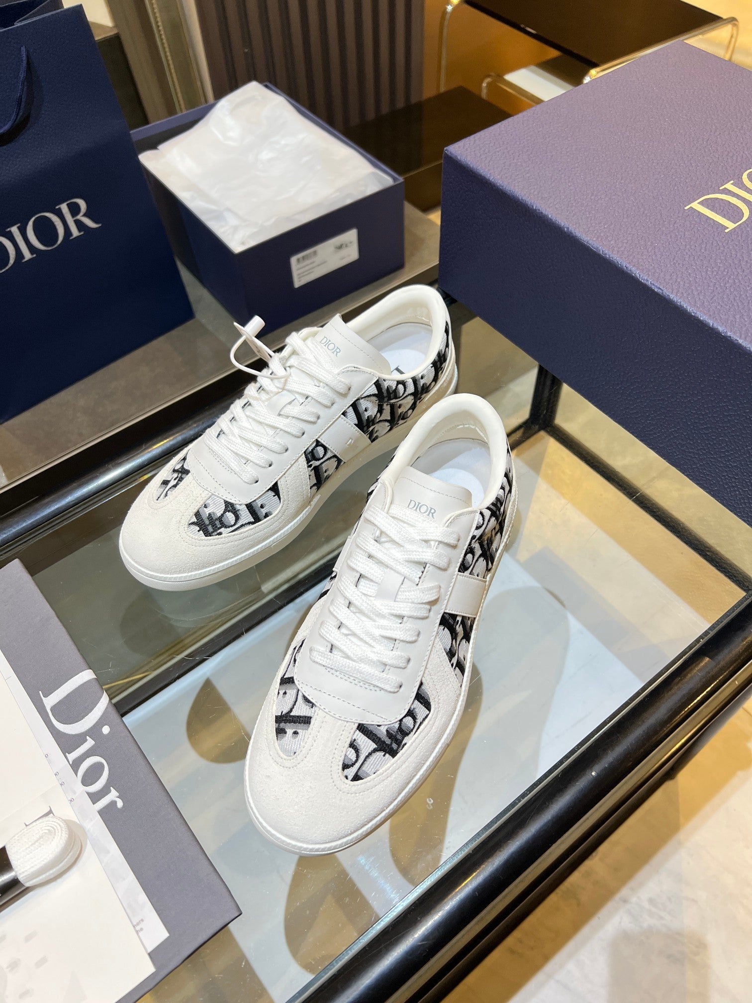 DIOR 26S B01 MATCHPOINT SNEAKER IN BLACK & WHITE OBLIQUE JACQUARD CANVAS AND SUEDE